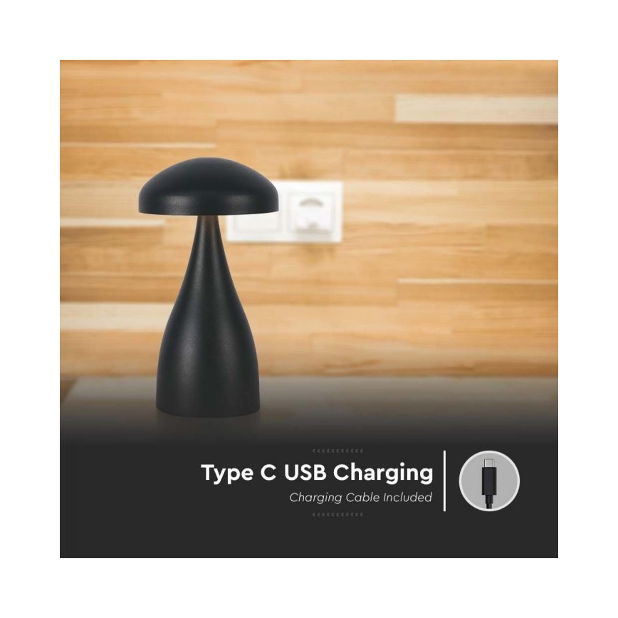 Dimmbare aufladbare LED-Touch-Tischleuchte LED/1W/5V 3000-6000K 1800 mAh schwarz