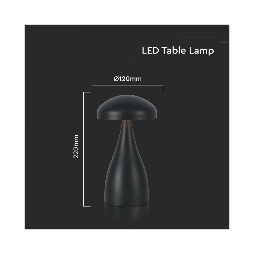 Dimmbare aufladbare LED-Touch-Tischleuchte LED/1W/5V 3000-6000K 1800 mAh schwarz