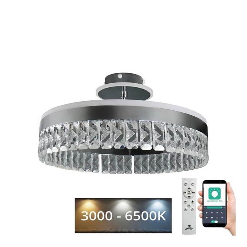 Dimmbarer LED-Kristall-Aufbaukronleuchter LED/75W/230V 3000-6500K matt Chrom + Fernbedienung