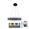 Dimmbarer LED-Kristallkronleuchter an Aufhängung LED/80W/230V 3000-6500K schwarz + Fernbedienung