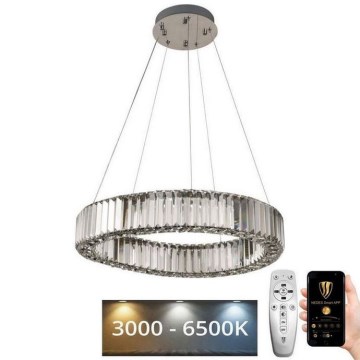 Dimmbarer LED-Kristallkronleuchter an einer Aufhängung LED/40W/230V 3000-6500K glänzendes Chrom + Fernbedienung
