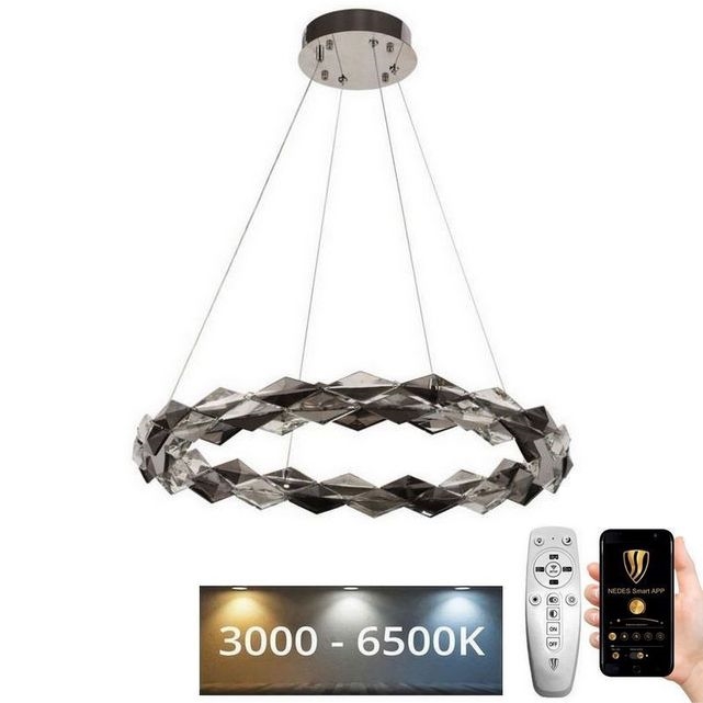 Dimmbarer LED-Kristallkronleuchter an einer Aufhängung LED/40W/230V 3000-6500K glänzendes Chrom + Fernbedienung