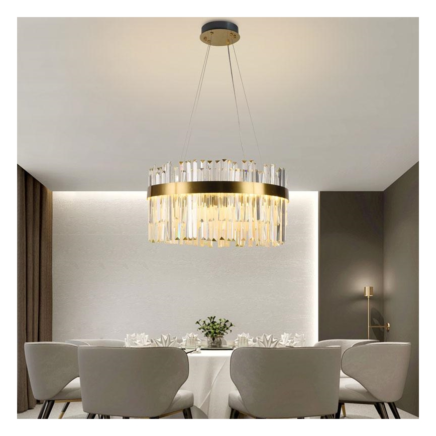 Dimmbare LED-Kristallkronleuchter an Schnur LED/70W/230V 3000-6500K golden + Fernbedienung