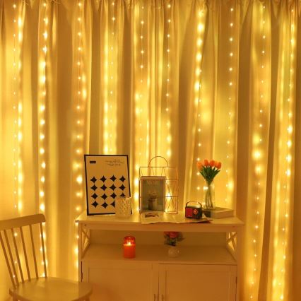 Dimmbarer LED-RGB-Weihnachtslichtervorhang WIZARD 300xLED/USB 3x3m + Fernbedienung