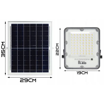Dimmbarer LED-Solarstrahler LED/100W/3,2V 5000K 10500 mAh IP65 schwarz + Fernbedienung