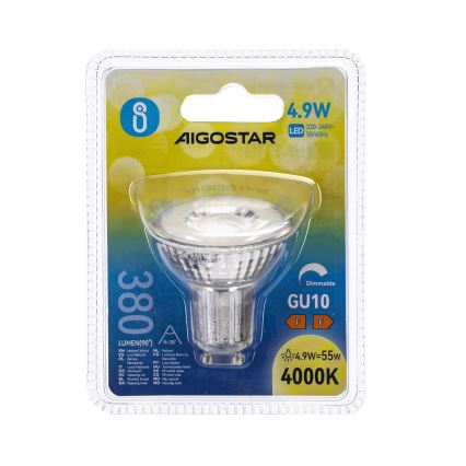 Dimmbares LED-GU10-Leuchtmittel 4,9W/230V 4000K - Aigostar