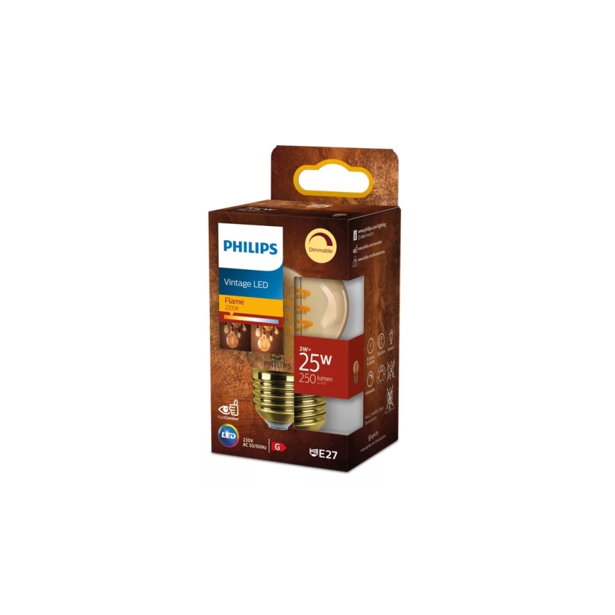 Dimmbares Vintage-LED-Leuchtmittel Philips P45 E27/3W/230V 2200K