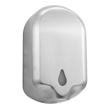 Dispenser per sapone, 14 x 23,5 cm, acciaio inox/argento/bianco
