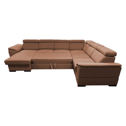 Divano letto angolare a U con contenitore GRANADA marrone