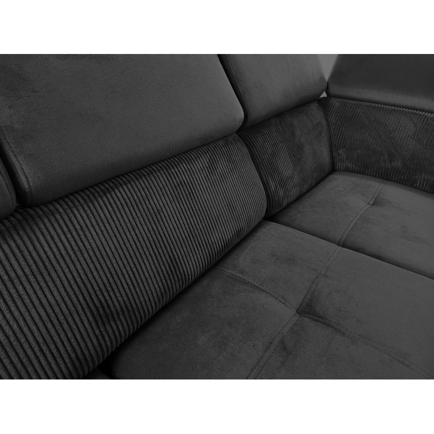 Divano letto angolare a U universale con contenitore SALVADA grigio scuro