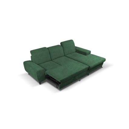 Divano angolare letto imbottito con contenitore a L ALTA destro verde
