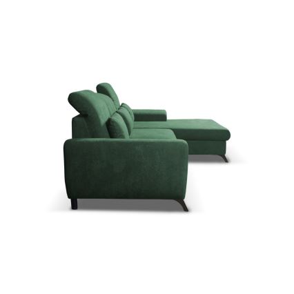 Divano angolare letto imbottito con contenitore a L ALTA destro verde