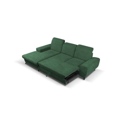 Divano angolare letto imbottito con contenitore a L ALTA sinistro verde