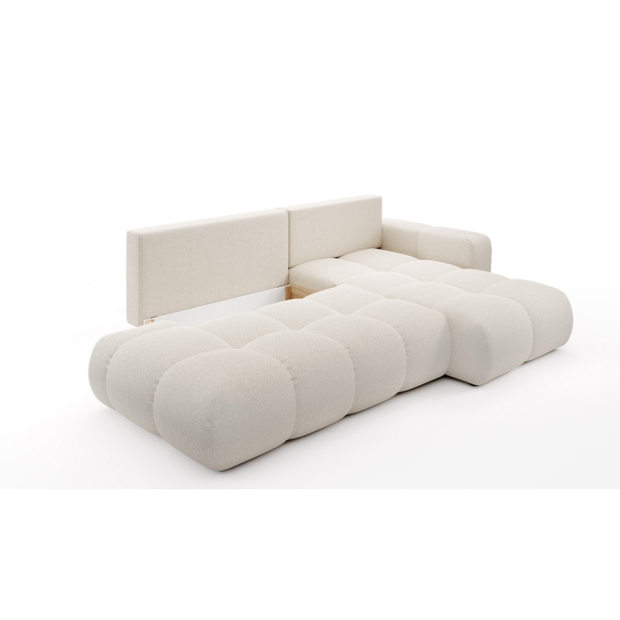 Divano angolare imbottito trasformabile con contenitore a L ALMADA, lato destro, beige chiaro