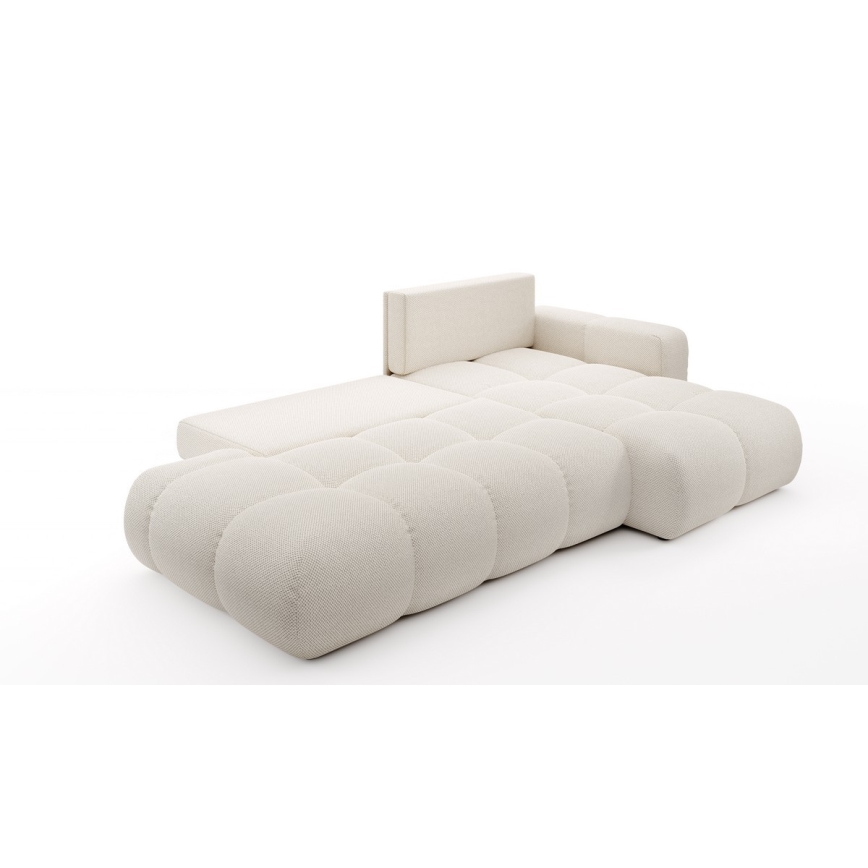 Divano angolare imbottito trasformabile con contenitore a L ALMADA, lato destro, beige chiaro