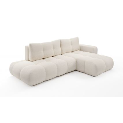 Divano angolare imbottito trasformabile con contenitore a L ALMADA, lato destro, beige chiaro