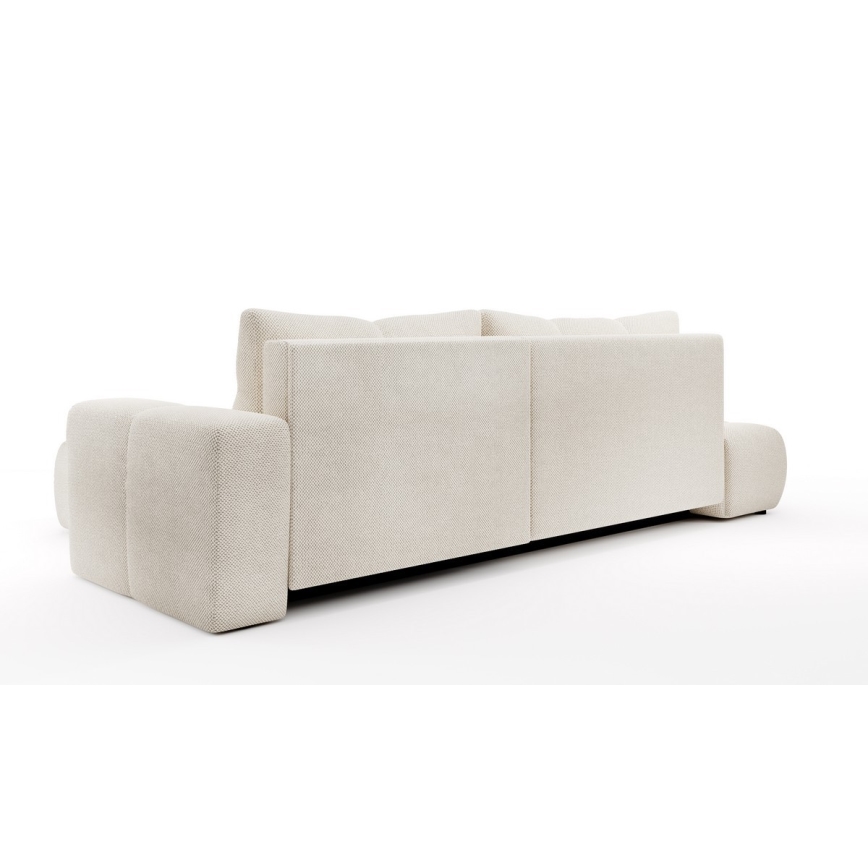 Divano angolare imbottito trasformabile con contenitore a L ALMADA, lato destro, beige chiaro