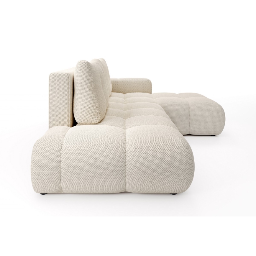 Divano angolare imbottito trasformabile con contenitore a L ALMADA, lato destro, beige chiaro