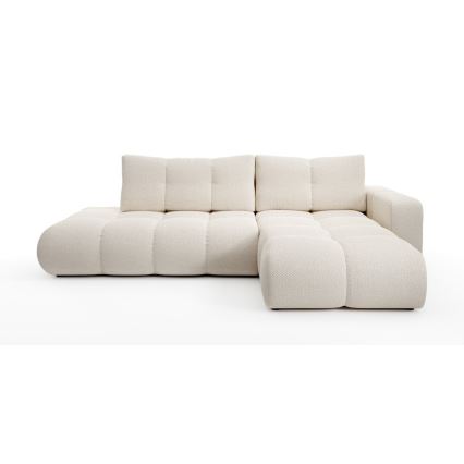 Divano angolare imbottito trasformabile con contenitore a L ALMADA, lato destro, beige chiaro