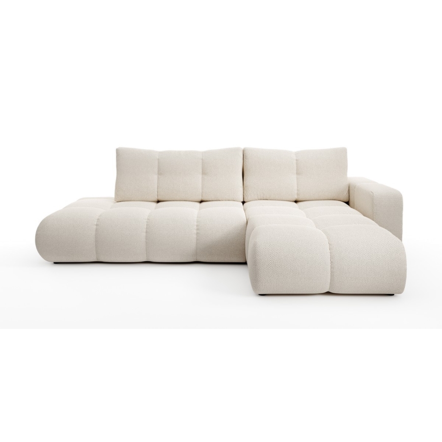 Divano angolare imbottito trasformabile con contenitore a L ALMADA, lato destro, beige chiaro