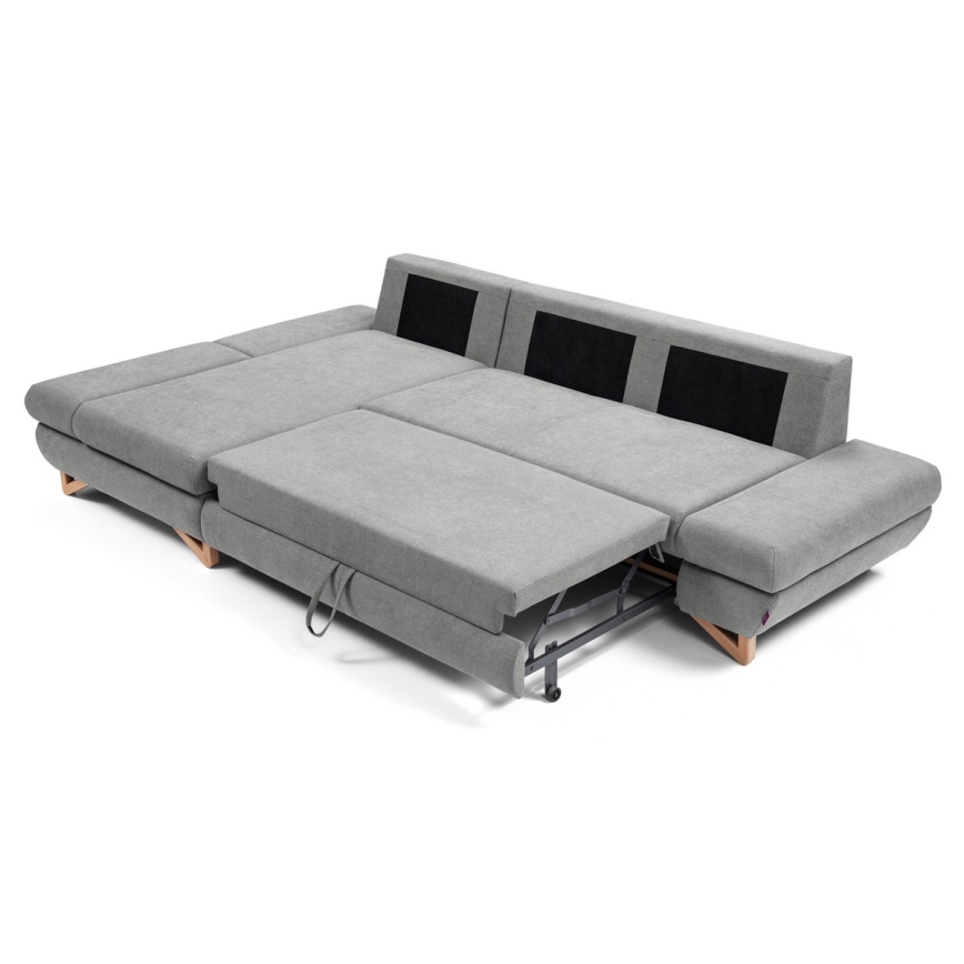 Divano angolare letto imbottito con contenitore a L AVESTA sinistro grigio