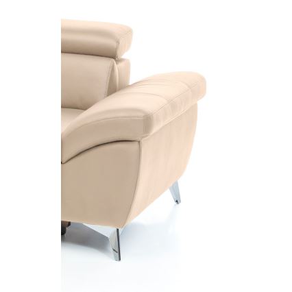 Divano angolare in pelle a forma di L SALERNO II con funzione letto, lato sinistro, beige