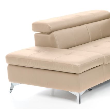 Divano angolare in pelle a forma di L SALERNO II con funzione letto, lato sinistro, beige