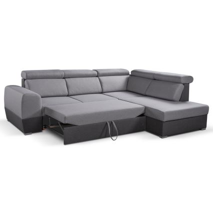 Divano angolare ad L trasformabile con contenitore MATRIX grigio, lato destro