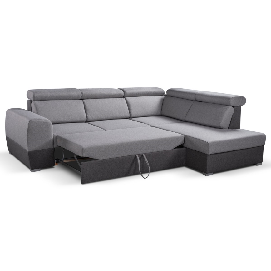Divano angolare ad L trasformabile con contenitore MATRIX grigio, lato destro