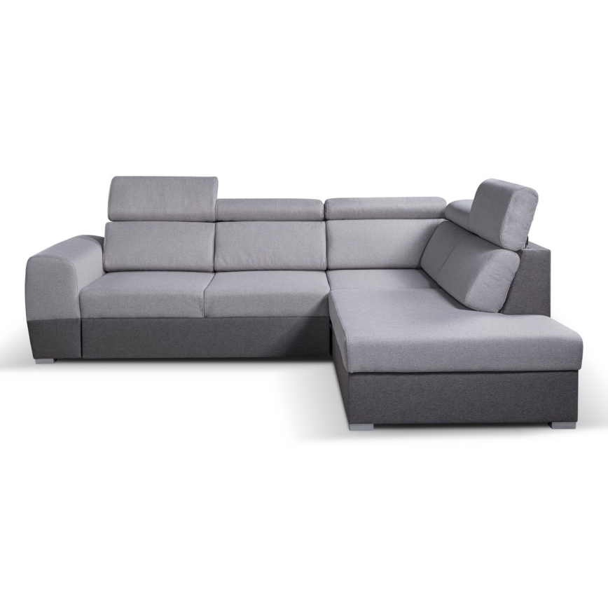 Divano angolare ad L trasformabile con contenitore MATRIX grigio, lato destro