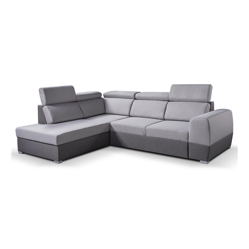 Divano angolare letto a L con contenitore MATRIX grigio, lato sinistro