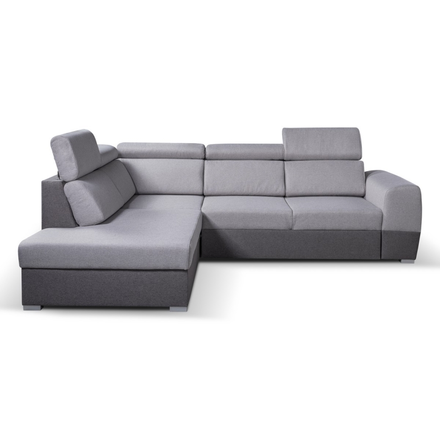 Divano angolare letto a L con contenitore MATRIX grigio, lato sinistro