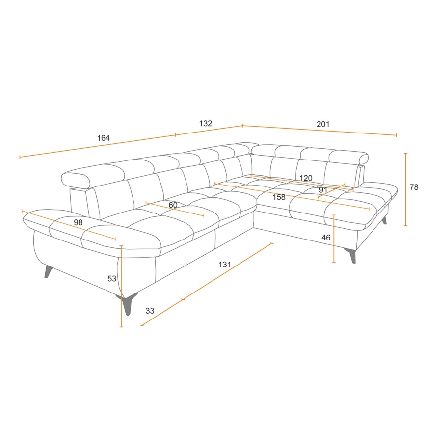 Divano angolare letto a L MARANO, lato destro, beige
