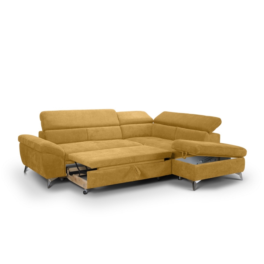 Divano angolare letto a L SALERNO, lato destro, giallo