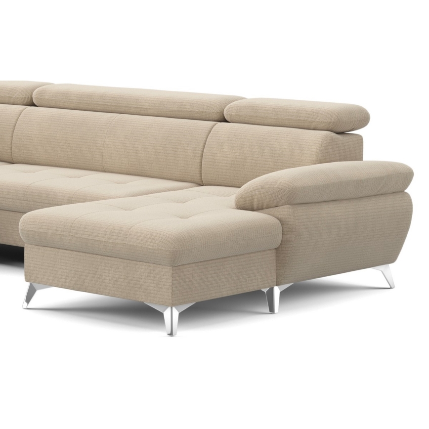 Divano angolare trasformabile a U CATANIA con contenitore, lato sinistro, beige