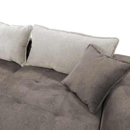 Divano angolare letto con contenitore a L LAGOA, lato destro, taupe/grigio