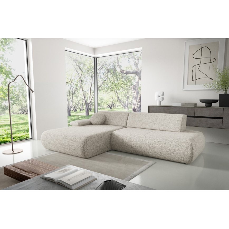 Divano angolare letto con contenitore a L PRATO sinistro beige