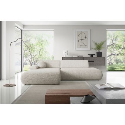 Divano angolare letto con contenitore a L PRATO sinistro beige