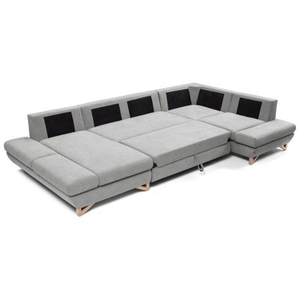 Divano angolare letto imbottito con contenitore a U AVESTA grigio