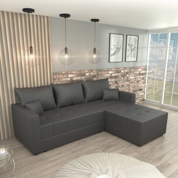 Divano angolare reversibile a L con letto DUBLIN grigio
