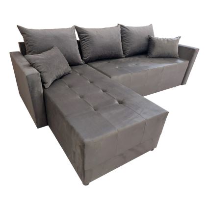 Divano angolare reversibile a L con letto DUBLIN grigio