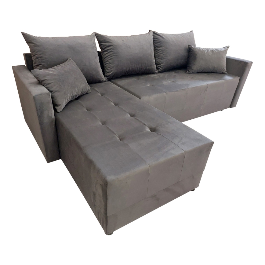 Divano angolare reversibile a L con letto DUBLIN grigio