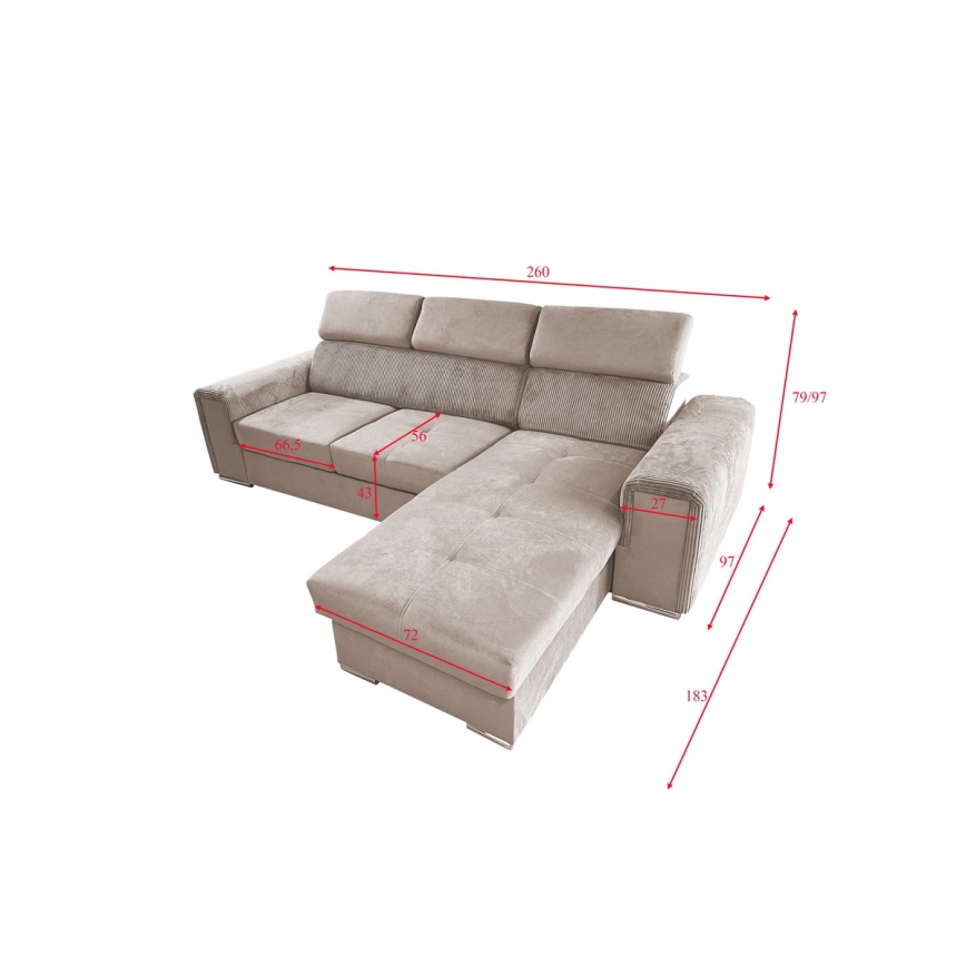 Divano angolare universale a L con contenitore SALVADA beige