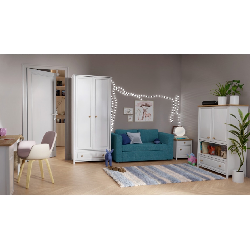 Divano letto imbottito due posti con braccioli LAYLA blu