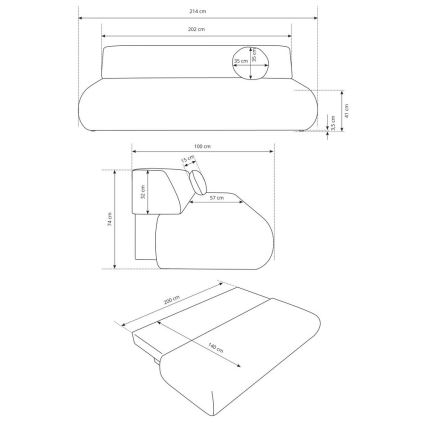 Divano letto 3 posti con contenitore PRATO beige