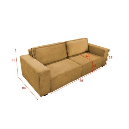Divano letto a tre posti con contenitore RONDA arancione