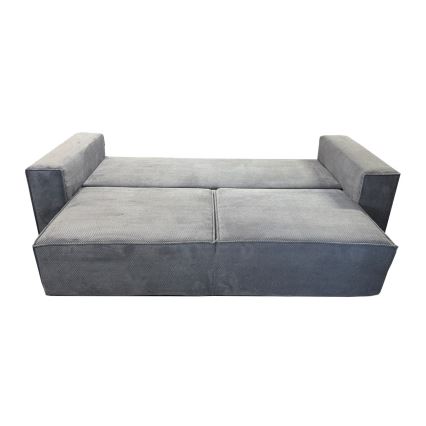 Divano letto a tre posti con contenitore RONDA grigio