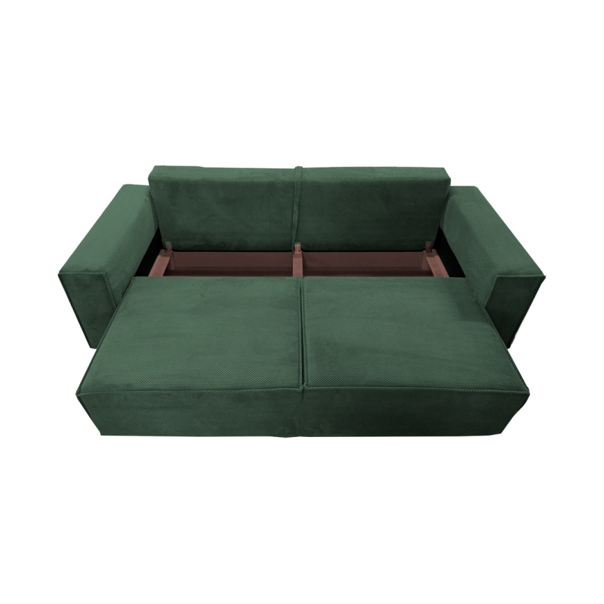 Divano letto a tre posti con contenitore RONDA verde