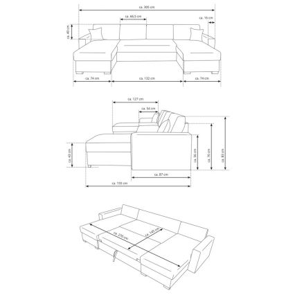 Divano letto angolare con contenitore modello JANISE grigio