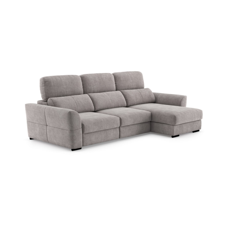 Divano angolare reversibile 3 posti trasformabile in letto con contenitore TRENTO taupe